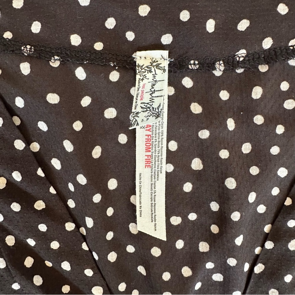Free People Makin Waves Black Polka Dot Wrap Bell Sleeve Bodysuit - Picture 5 of 12